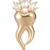 Luxusná brošňa na oblečenie v tvare zlatého zubu s korunkou