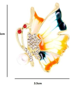 Smaltovaná brošňa na šaty a doplnky v tvare farebného motýľa