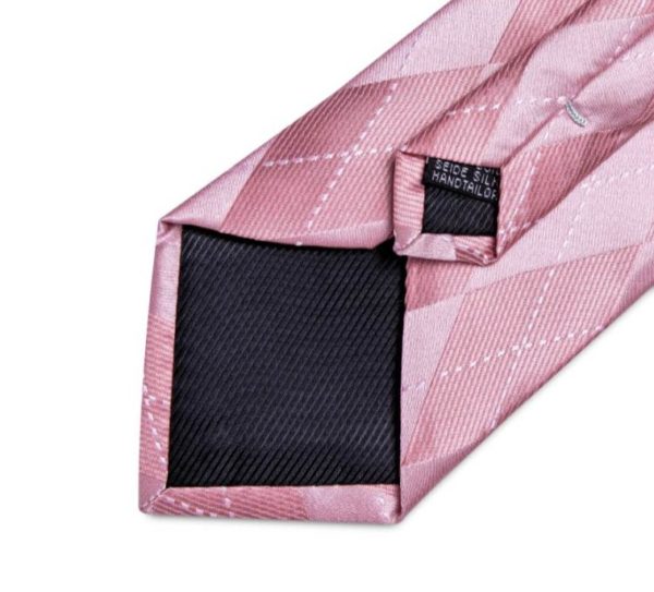 Kravatová sada - kravata, manžetové gombíky, vreckovka s ružovým vzorom