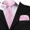 Kravatový set - kravata, manžetové gombíky, vreckovka s ružovým vzorom