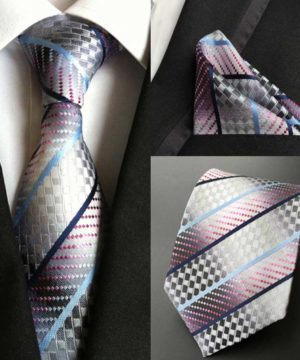 Pánska kravata a vreckovka - hodvábny set s elegantným vzorom