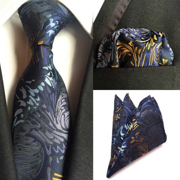 Pánska kravata a vreckovka - hodvábny set s moderným prevedením