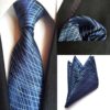 Pánska kravata a vreckovka - kravatový set s modrým vzorom