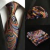 Pánska kravata a vreckovka - kravatový set s viac farebným vzorom