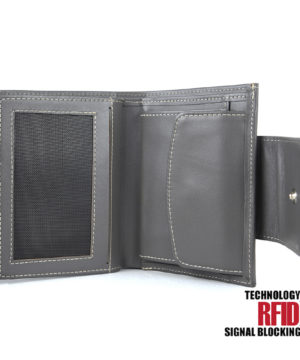 RFID kožená peňaženka v šedej farbe vybavená blokáciou RFID / NFC, č.8211
