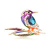 Luxusná smaltovaná brošňa - pestrofarebný vtáčik s kryštálikmi