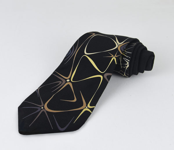 Pánska kravata zo 100% hodvábu - Big bang black, HAND-MADE Slovensko