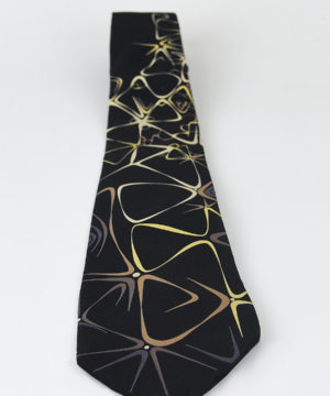 Pánska kravata zo 100% hodvábu - Big bang black, HAND-MADE Slovensko