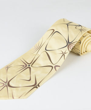 Pánska kravata zo 100% hodvábu - Big bang cream, HAND-MADE Slovensko