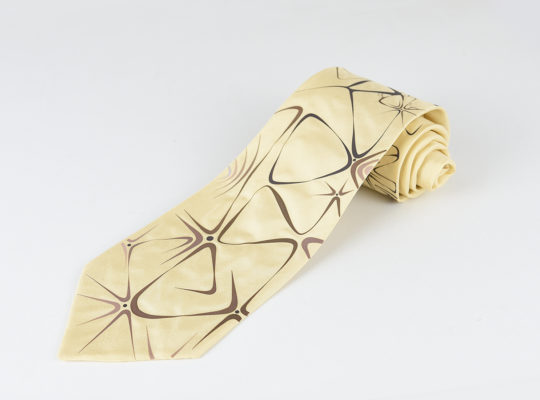 Pánska kravata zo 100% hodvábu - Big bang cream, HAND-MADE Slovensko