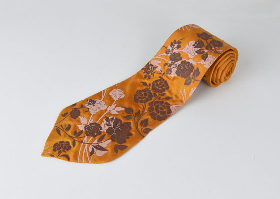 Pánska kravata zo 100% hodvábu - Copper roses, HAND-MADE Slovensko