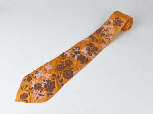 Pánska kravata zo 100% hodvábu - Copper roses, HAND-MADE Slovensko