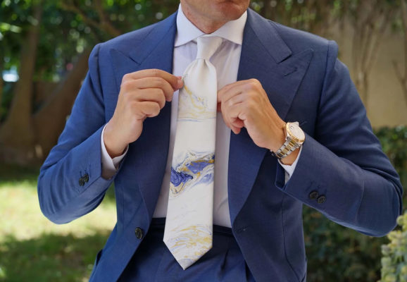 Pánska kravata zo 100% hodvábu - Marble, HAND-MADE Slovensko