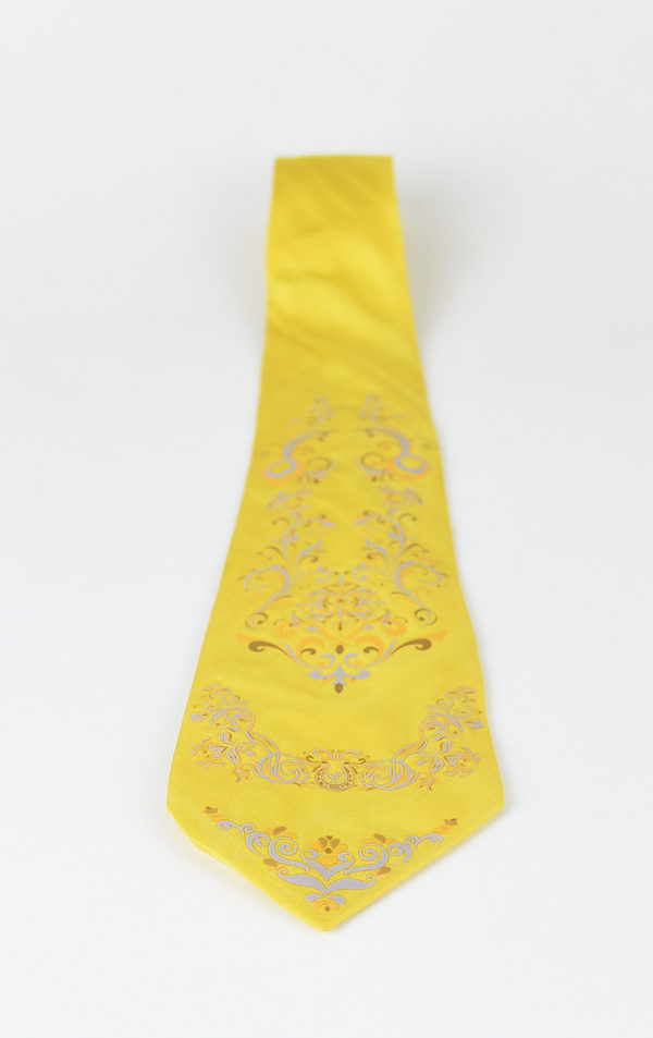 Pánska kravata zo 100% hodvábu - Ornament gold, HAND-MADE Slovensko