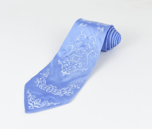 Pánska kravata zo 100% hodvábu - Ornament lily, HAND-MADE Slovensko