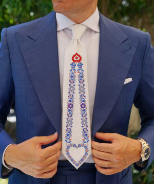 Pánska kravata zo 100% hodvábu - Slovakia FOLK , HAND-MADE Slovensko