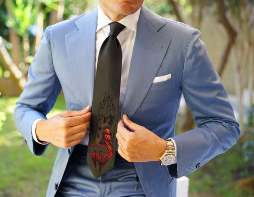 Pánska kravata zo 100% hodvábu - Červená čiapočka, HAND-MADE Slovensko