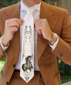 Pánska kravata zo 100% hodvábu - Cválajúci kôň, HAND-MADE Slovensko