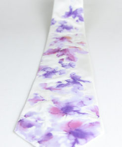 Pánska kravata zo 100% hodvábu - Kvety maľba, HAND-MADE Slovensko