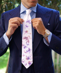 Pánska kravata zo 100% hodvábu - Kvety maľba, HAND-MADE Slovensko
