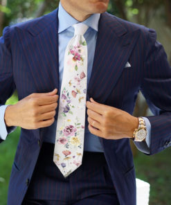 Pánska kravata zo 100% hodvábu - Lúčne kvety, HAND-MADE Slovensko