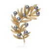 Luxusná brošňa - zlatá vetvička s perličkami