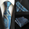 Moderná kravata a vreckovka - kravatová sada s modrým vzorom