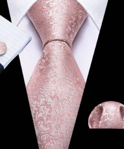 Moderná kravatová sada s ružovým ornamentom