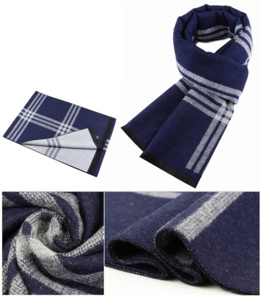 Pánsky bavlnený šál v modro - sivej farbe