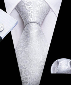 Moderná kravatová sada s bielym ornamentom