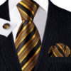 Moderná kravatová sada so zlatými pásikmi