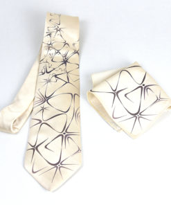 Pánska hodvábna kravata a vreckovka, Slovenská výroba - Bing bang cream