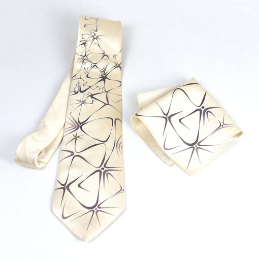Pánska hodvábna kravata a vreckovka, Slovenská výroba - Bing bang cream