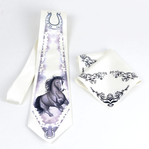 Pánska hodvábna kravata a vreckovka, Slovenská výroba - Cválajúci kôň
