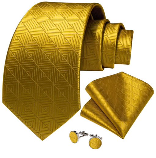 Kravatový set s luxusným vzorom v žiarivej zlatej farbe
