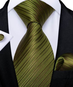 Luxusná pánska kravatová sada so sýto zelenými pásikmi
