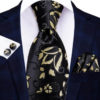 Luxusná pánska kravatová sada v čiernej farbe s kvietkami