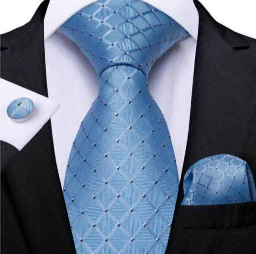 Luxusný kravatový set s luxusným svetlo-modrým vzorom