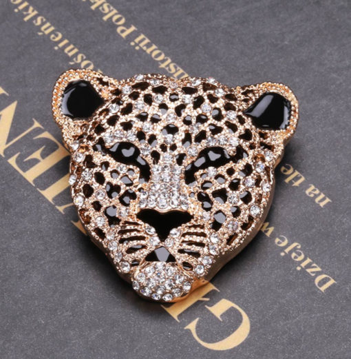 Prepracovaná brošňa v tvare zlatého leoparda