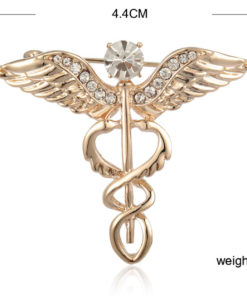 Luxusná brošňa v striebornom prevedení - symbol medicíny Caduceus