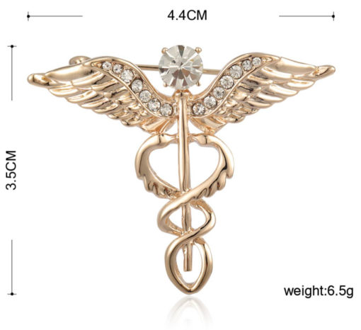 Luxusná brošňa v striebornom prevedení - symbol medicíny Caduceus