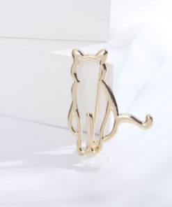 Štýlová brošňa v podobe zlatej siluety mačky