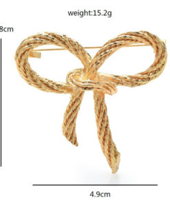 Štýlová brošňa v zlatej farbe v podobe mašle z lana