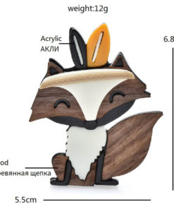 Štýlová drevená brošňa v podobe líšky