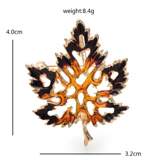 Štýlová smaltovaná brošňa v podobe jesenného javorového listu