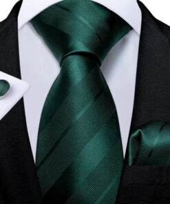 Kravata s vreckovkou a gombíkmi - pánsky set so zelenými pásmi