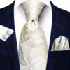 Pánska kravatová sada s vreckovkou a manžetami so svetlým vzorom