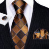 Pánsky kravatový set s medenými štvorčekmi s gombíkmi a vreckovkou