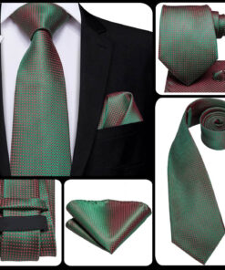 Pánsky kravatový set s vreckovkou a manžetami s farebným vzorom