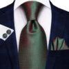 Pánsky kravatový set s vreckovkou a manžetami s farebným vzorom